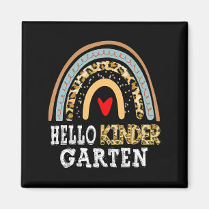 Hello Kindergarten Leopard Rainbow Back To School Magnet