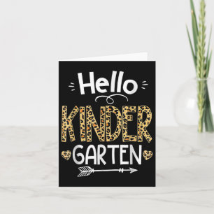 Hello Kindergarten Leopard Teacher Back To School  Card