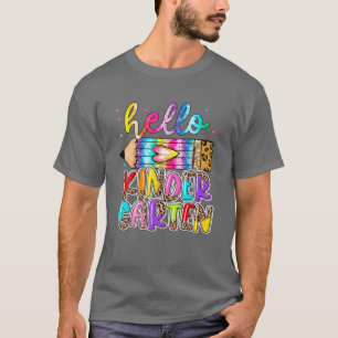 Hello Kindergarten Leopard Tie Dye Pencil Cute Tea T-Shirt