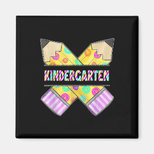 Hello Kindergarten Leopard Tie Dye Pencil Tee Cute Magnet