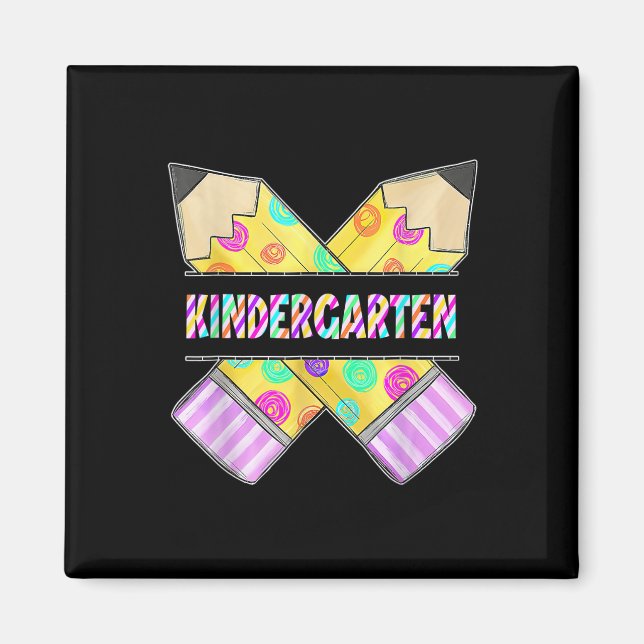 Hello Kindergarten Leopard Tie Dye Pencil Tee Cute Magnet (Front)