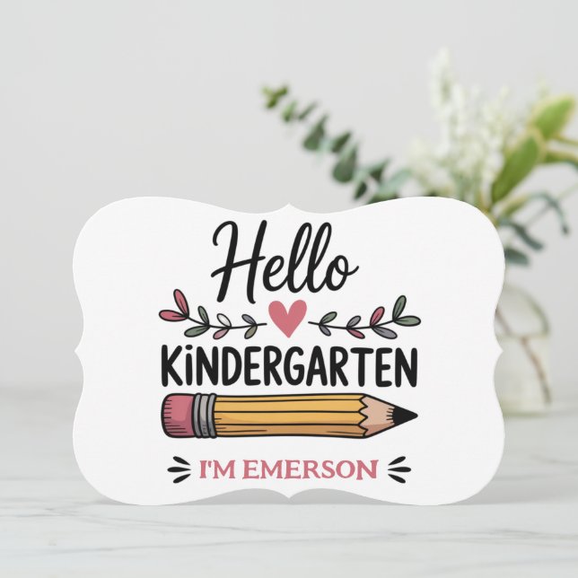 Hello Kindergarten Personalised Back To School Card (Standing Front)