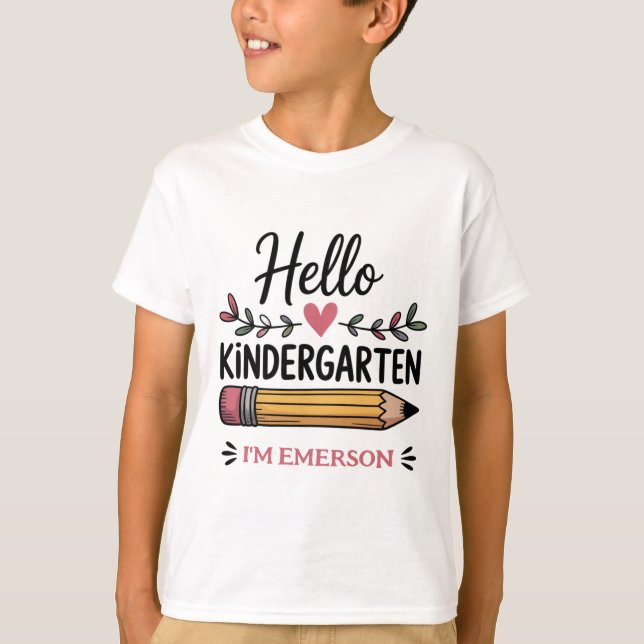 Hello Kindergarten Personalised Back To School T-Shirt (Front)
