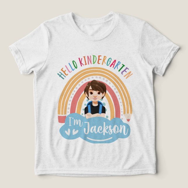 Hello Kindergarten - Personalised Shirt For Boy (Design Front)