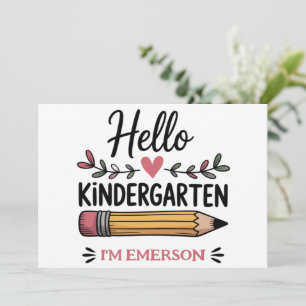 Hello Kindergarten Personalized Back To School Invitation