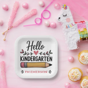 Hello Kindergarten Personalized Back To School Paper Plate
