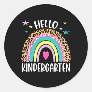 Hello Kindergarten Rainbow Back To School Teacher  Classic Round Sticker