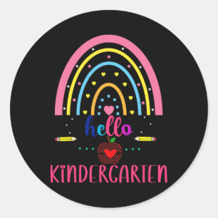 Hello Kindergarten Rainbow First Day Byck To Schoo Classic Round Sticker