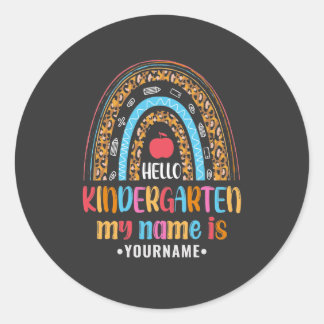 Hello Kindergarten Rainbow First Day of School Classic Round Sticker