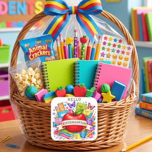 Hello Kindergarten Retro Apple Square Sticker