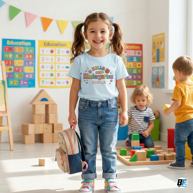 Hello Kindergarten Retro Groovy Custom Name Kids (Creator Uploaded)