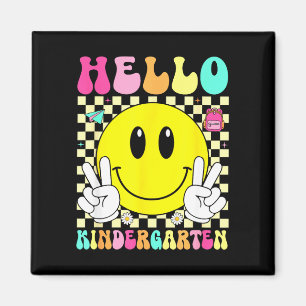 Hello kindergarten retro smile face back to school magnet