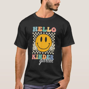 Hello Kindergarten Retro Smile Teachers Kids Back  T-Shirt