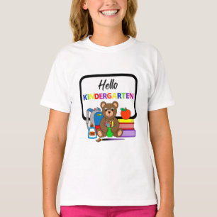 Hello Kindergarten School Bear Girl's T-Shirt 2