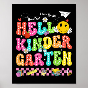 Hello Kindergarten Smile Face Back To School Teach Poster