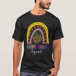 Hello Kindergarten Squad Leopard Rainbow Team Back T-Shirt