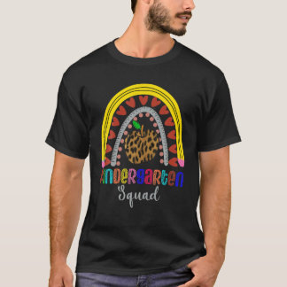 Hello Kindergarten Squad Leopard Rainbow Team Back T-Shirt