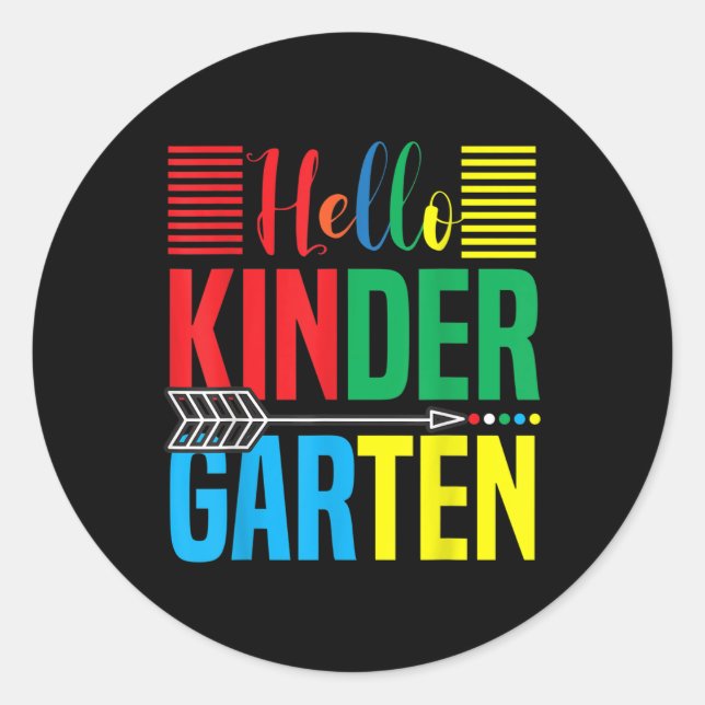 Hello Kindergarten Teacher Back To School  Classic Round Sticker (Front)