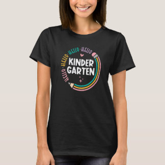 Hello Kindergarten Teacher Students Pencil Back To T-Shirt