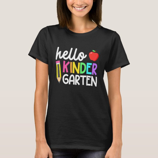 Hello Kindergarten Team Back To School Teacher Kid T-Shirt (Front)