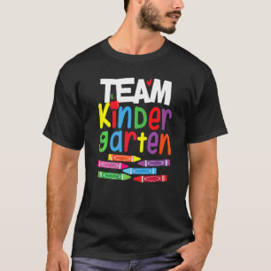 Hello Kindergarten Team Crayon Squad Teacher Back  T-Shirt