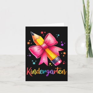 Hello Kindergarten Team Cute Pencil Teacher Back T Card