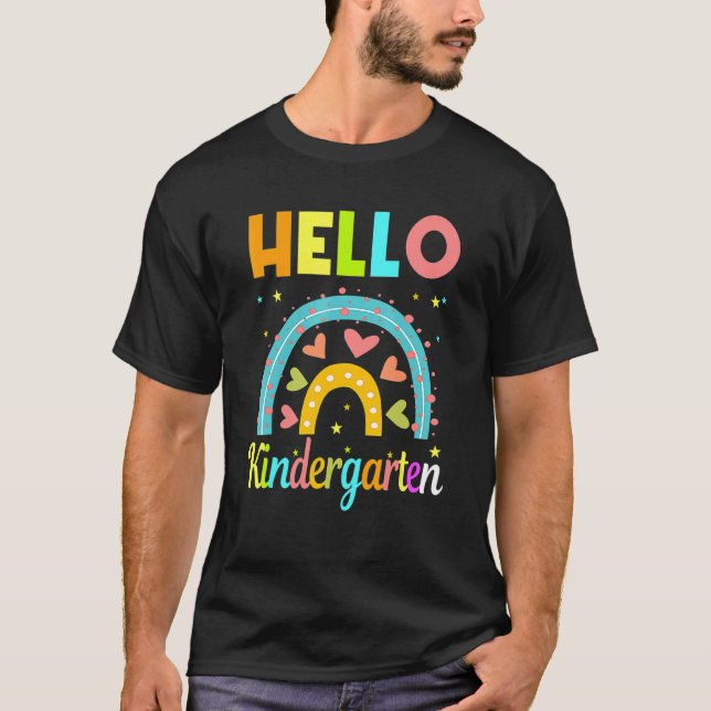 Hello Kindergarten Team Kinder Back To School Rain T-Shirt (Front)