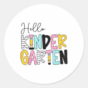 Hello Kindergarten Team Kinder Back To School Teac Classic Round Sticker
