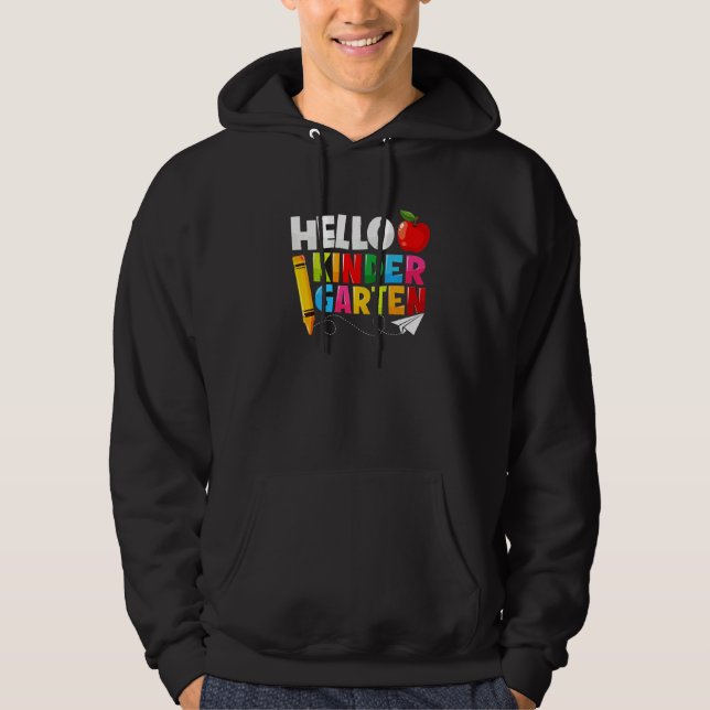 Hello Kindergarten Team Kinder Back To School Teac Hoodie (Front)