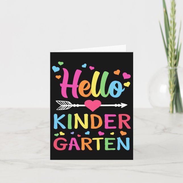 Hello Kindergarten Team Kinder Byck To School Teac Card (Front)