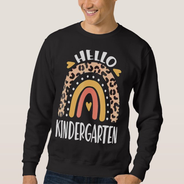 Hello Kindergarten Team Rainbow Teachers Kids Back Sweatshirt (Front)