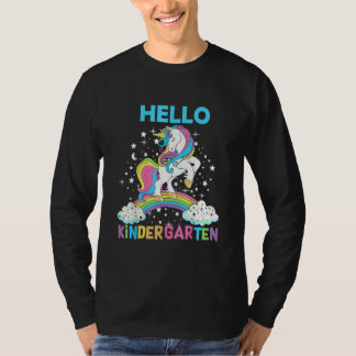 Hello Kindergarten Unicorn Here I Come Kindergarte T-Shirt