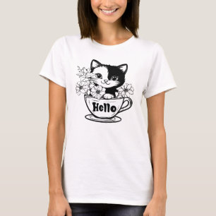 Hello, Kittens Cup Flower T-Shirt