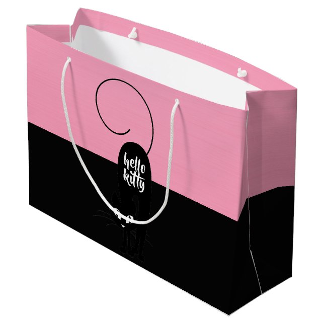 Hello Kitty, Two Tone Pink and Black Large Gift Bag (Back Angled)
