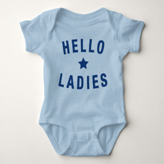 Hello Ladies, Infant Design in Blue Baby Bodysuit