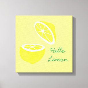 Hello Lemon modern yellow fruit Canvas Print