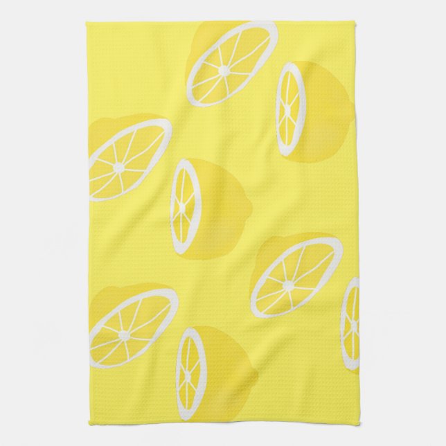 Hello Lemon modern yellow fruit Tea Towel (Vertical)