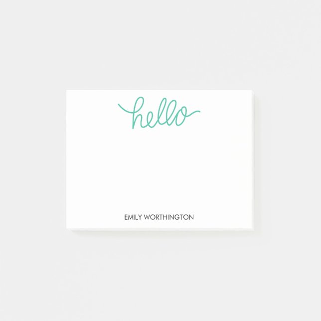 Hello Lettering Custom Post-it® Notes (Emerald) (Front)