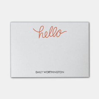 Hello Lettering Custom Post-it® Notes (Orange)