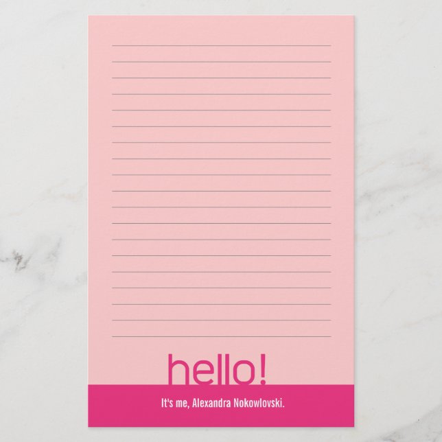 Hello! Lined Personalised Stationery (Front)