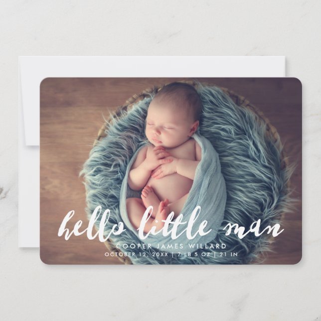 Hello Little Man | Photo Birth Announcement (Front)