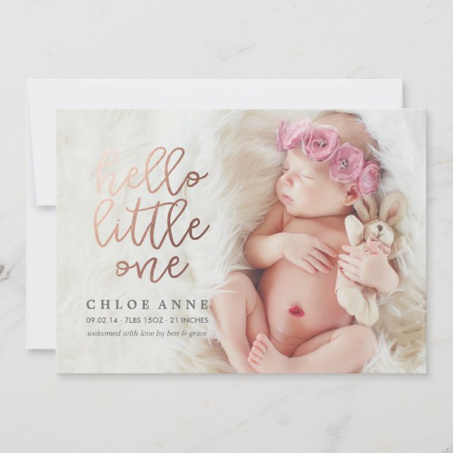HELLO LITTLE ONE Birth Announcement // gold (Front)