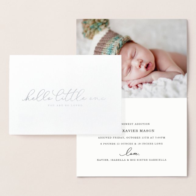 Hello Little One Birth Announcement (Real Foil) (Display)
