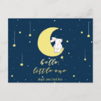 Hello Little One! Cute Bunny on the Moon New Baby