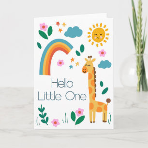 Hello Little One Cute Giraffe Rainbow Baby  Card