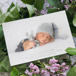 Hello Little One Elegant Script Photo Birth