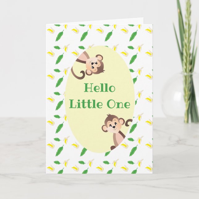 Hello Little One Monkey Congratulations Card (Front)