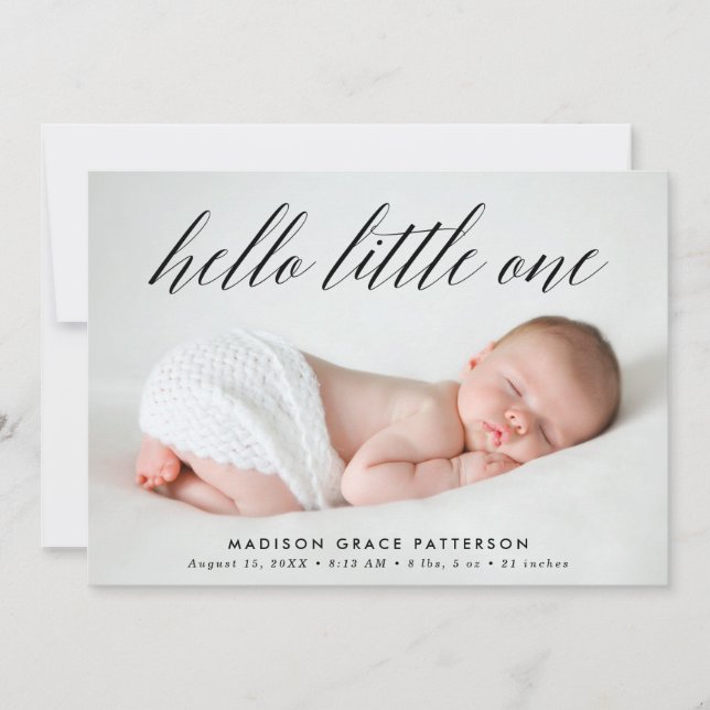 Hello Little One Photo Birth Announcement (Front)