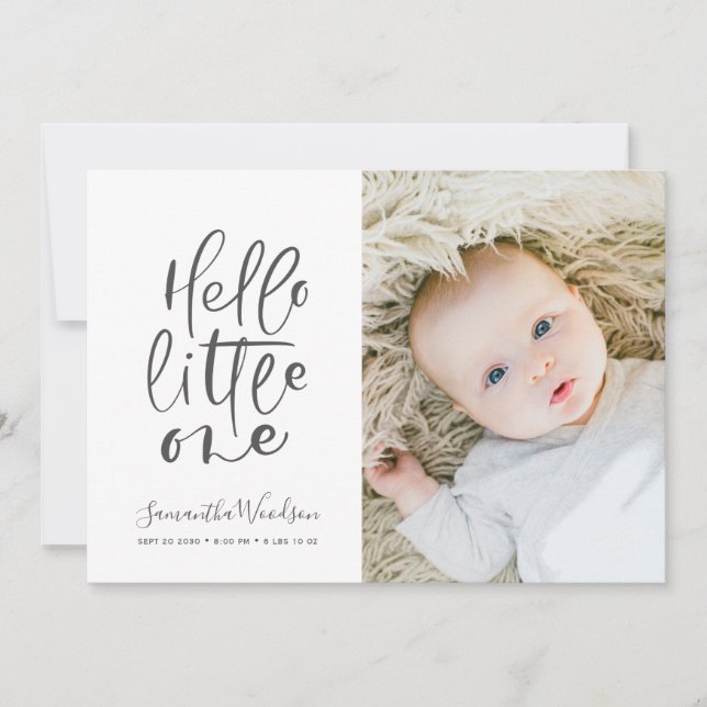 Hello Little One Photo Birth Stats Announcement (Front)