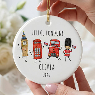 Hello London Personalised Travel Ornament